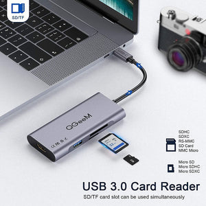 QGeeM 7 In 1 Multifunctional USB3.0 TYPE-C Extension HUB Adapter(QG-UH07-3 V1)
