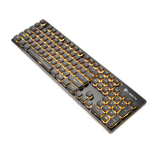 LANGTU L1 104 Keys USB Home Office Film Luminous Wired Keyboard, Cable Length:1.6m(Orange Light Black)