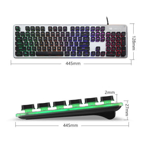 LANGTU L1 104 Keys USB Home Office Film Luminous Wired Keyboard, Cable Length:1.6m(Ice Blue Light Black)
