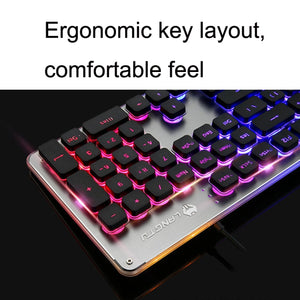LANGTU L1 104 Keys USB Home Office Film Luminous Wired Keyboard, Cable Length:1.6m(Ice Blue Light Black)