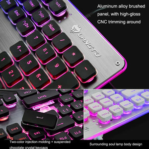 LANGTU L1 104 Keys USB Home Office Film Luminous Wired Keyboard, Cable Length:1.6m(White Light Pink)