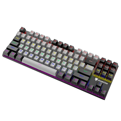 XUNFOX K80 87 Keys Wired Gaming Mechanical Illuminated Keyboard, Cable Length:1.5m(Gray Black)