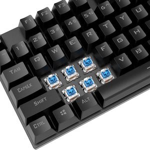 XUNFOX K80 87 Keys Wired Gaming Mechanical Illuminated Keyboard, Cable Length:1.5m(Black Gray)