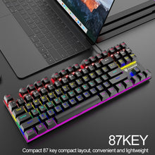 XUNFOX K80 87 Keys Wired Gaming Mechanical Illuminated Keyboard, Cable Length:1.5m(White Blue)