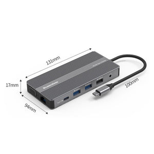 Blueendless Type-C+USB 3.0/2.0+VGA+3.5mm Audio Interface HUB(12 in 1)