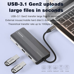 Blueendless 8K/30Hz Type-C To Gigabit Ethernet USB3.1 Docking Station(8 in 1)