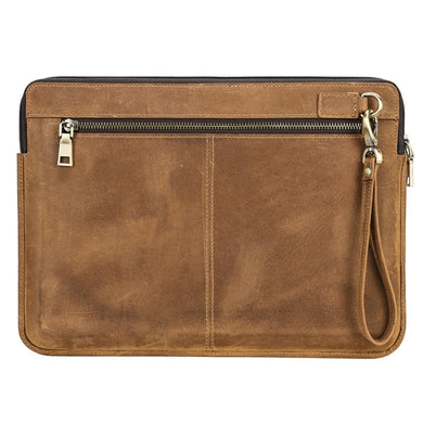 CONTACTS FAMILY Leather Laptop Sleeve For Macbook Pro 14.2 Inch(Brown)