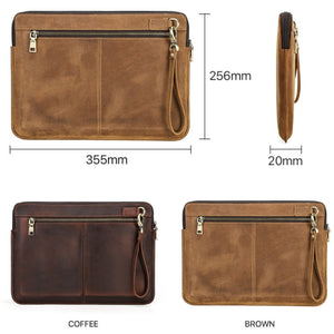 CONTACTS FAMILY Leather Laptop Sleeve For Macbook Pro 14.2 Inch(Coffee)