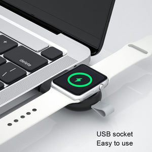 USB Portable Wireless Magnetic Suction Charger For Apple Watch 1/2/3/4/5/6/7/SE(White)