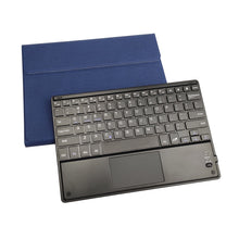RK508C Detachable Magnetic Plastic Bluetooth Keyboard with Touchpad + Silk Pattern TPU Tablet Case for iPad 9.7 inch, with Pen Slot & Bracket(Blue)