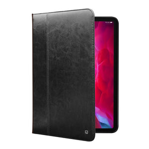 QIALINO TPU + Genuine Leather + Cowhide Leather Smart Tablet Shell with Stand for iPad Pro 12.9-inch (2021/2020) - Black