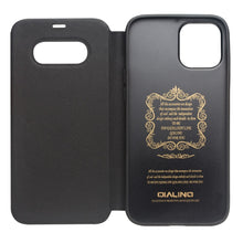 QIALINO Ultra Thin Genuine Leather Flip Folio Opening Cover in Curved Edge Design for iPhone 12  / 12 Pro 6.1 / Black