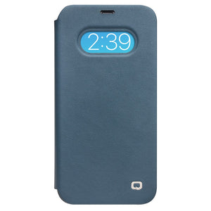 QIALINO Ultra Thin Genuine Leather Flip Folio Opening Cover in Curved Edge Design for iPhone 12  / 12 Pro 6.1 / Blue