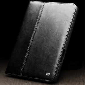 QIALINO Cowhide Leather Auto Wake/Sleep Stand Tablet Cover Case for iPad mini 6 2021 Black