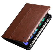 QIALINO Cowhide Leather Auto Wake/Sleep Stand Tablet Cover Case for iPad mini 6 2021 Brown