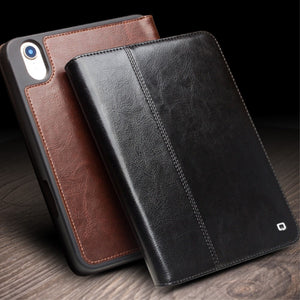 QIALINO Cowhide Leather Auto Wake/Sleep Stand Tablet Cover Case for iPad mini 6 2021 Brown