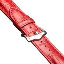 QIALINO Crocodile Pattern Genuine Leather Watch Wrist Strap for Apple Watch Series 7 45mm/ Series 6 SE 5 4 44mm / Series 3 2 1 42mm - Red