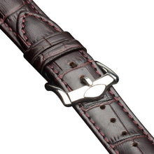 QIALINO Crocodile Pattern Genuine Leather Watch Wrist Strap for Apple Watch Series 7 45mm/ Series 6 SE 5 4 44mm / Series 3 2 1 42mm - Coffee