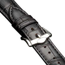 QIALINO for Apple Watch Series 7 41mm/ Series 6 SE 5 4 40mm, Series 3 / 2 / 1 38mm Crocodile Texture Genuine Leather Wrist Strap - Black