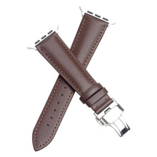 QIALINO for Apple Watch Series 7 45mm / Series 6/5/4/SE 44mm Series 3/2/1 42mm Solid Color Genuine Leather Wristband Smart Watch Replacement Strap - Brown