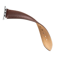 QIALINO for Apple Watch Series 7 45mm / Series 6/5/4/SE 44mm Series 3/2/1 42mm Solid Color Genuine Leather Wristband Smart Watch Replacement Strap - Brown