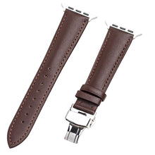 QIALINO for Apple Watch Series 7 45mm / Series 6/5/4/SE 44mm Series 3/2/1 42mm Solid Color Genuine Leather Wristband Smart Watch Replacement Strap - Brown