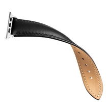 QIALINO for Apple Watch Series 7 41mm / Series 6/5/4/SE 40mm Series 3/2/1 38mm Genuine Leather Wear-resistant Solid Color Wristband Smart Watch Replacement Strap - Black
