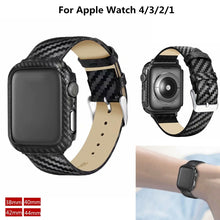 Genuine Leather Carbon Fiber Strap + Frame for Apple Watch Series 3 & 2 & 1 42mm