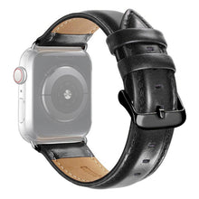 Black Buckle Leather Watch Band For Apple Watch Series 8&7 41mm / SE 2&6&SE&5&4 40mm / 3&2&1 38mm(Black)