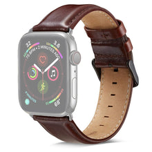Black Buckle Leather Watch Band For Apple Watch Series 8&7 41mm / SE 2&6&SE&5&4 40mm / 3&2&1 38mm(Dark Brown)