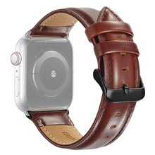 Black Buckle Leather Watch Band For Apple Watch Series 8&7 41mm / SE 2&6&SE&5&4 40mm / 3&2&1 38mm(Dark Brown)