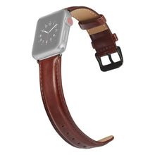 Black Buckle Leather Watch Band For Apple Watch Series 8&7 41mm / SE 2&6&SE&5&4 40mm / 3&2&1 38mm(Dark Brown)