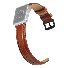 Black Buckle Leather Watch Band For Apple Watch Series 8&7 41mm / SE 2&6&SE&5&4 40mm / 3&2&1 38mm(Brown)