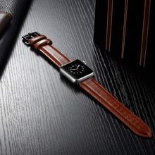 Black Buckle Leather Watch Band For Apple Watch Series 8&7 41mm / SE 2&6&SE&5&4 40mm / 3&2&1 38mm(Brown)