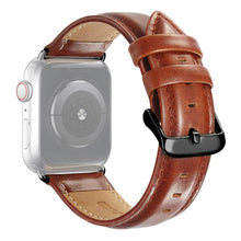 Black Buckle Leather Watch Band For Apple Watch Ultra 49mm / Series 8&7 45mm / SE 2&6&SE&5&4 44mm / 3&2&1 42mm(Brown)