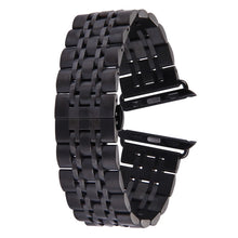 Hidden Butterfly Buckle 7 Beads Stainless Steel Watch Band For Apple Watch 42mm(Black)