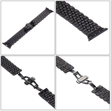 Hidden Butterfly Buckle 7 Beads Stainless Steel Watch Band For Apple Watch 42mm(Black)