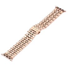 Hidden Butterfly Buckle 7 Beads Stainless Steel Watch Band For Apple Watch 42mm(Rose Gold)