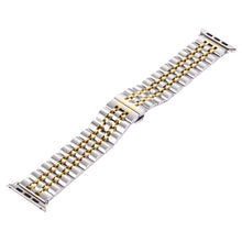 Hidden Butterfly Buckle 7 Beads Stainless Steel Watch Band For Apple Watch 42mm(Silver Gold)