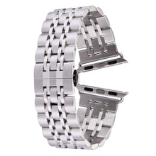 Hidden Butterfly Buckle 7 Beads Stainless Steel Watch Band For Apple Watch 42mm(Silver)