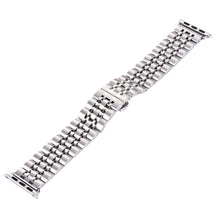 Hidden Butterfly Buckle 7 Beads Stainless Steel Watch Band For Apple Watch 42mm(Silver)