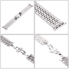 Hidden Butterfly Buckle 7 Beads Stainless Steel Watch Band For Apple Watch 42mm(Silver)