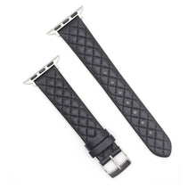 Rhombus Top Layer Cowhide Leather Watch Band For Apple Watch Series 8&7 41mm / SE 2&6&SE&5&4 40mm / 3&2&1 38mm (Black)