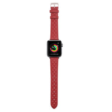 Rhombus Top Layer Cowhide Leather Watch Band For Apple Watch Series 8&7 41mm / SE 2&6&SE&5&4 40mm / 3&2&1 38mm (Red)