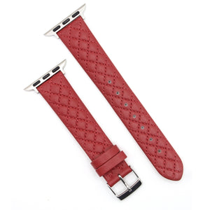 Rhombus Top Layer Cowhide Leather Watch Band For Apple Watch Series 8&7 41mm / SE 2&6&SE&5&4 40mm / 3&2&1 38mm (Red)