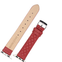 Rhombus Top Layer Cowhide Leather Watch Band For Apple Watch Series 8&7 41mm / SE 2&6&SE&5&4 40mm / 3&2&1 38mm (Red)