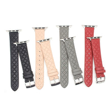 Rhombus Top Layer Cowhide Leather Watch Band For Apple Watch Series 8&7 41mm / SE 2&6&SE&5&4 40mm / 3&2&1 38mm (Red)