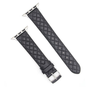 Rhombus Top Layer Cowhide Leather Watch Band For Apple Watch Ultra 49mm / Series 8&7 45mm / SE 2&6&SE&5&4 44mm / 3&2&1 42mm (Black)