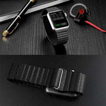 For Apple Watch 38/40/41mm Loop Magnetic Closure Clasp PU Leather Watchband(Black)
