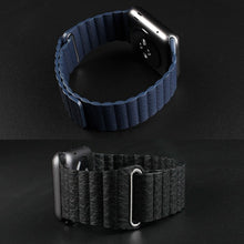 For Apple Watch 38/40/41mm Loop Magnetic Closure Clasp PU Leather Watchband(Black)